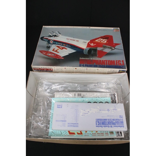 491 - 10 Boxed Hasegawa 1/48 plastic model kits featuring F-4S Phantom II, British Phantom FG Mk.1, RF-4B ... 