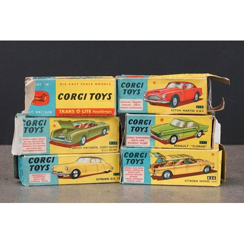 1459 - Six boxed Corgi diecast models to include 252 Rover 2000, 222 Renault Floride, 436 Citroen Safari, 2... 