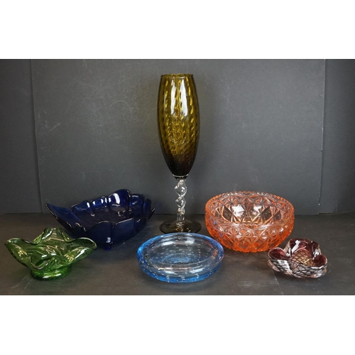 48 - Collection of coloured glass to include studio and Whitefriars examples