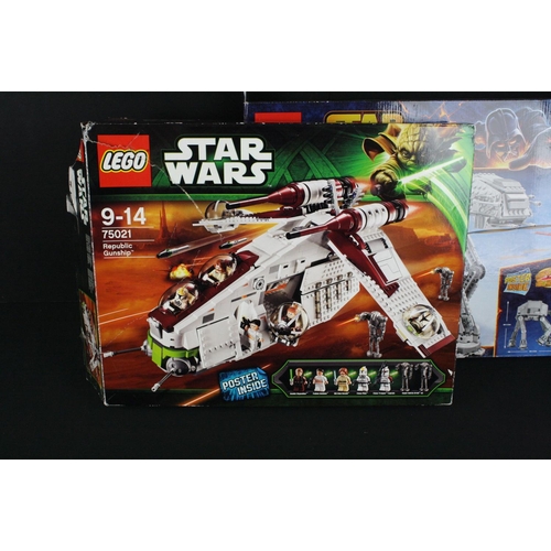 292 - Lego - Four boxed Lego Star Wars sets to include 75021 Republic Gunship, 75054 AT-AT, 7877 Naboo Sta... 