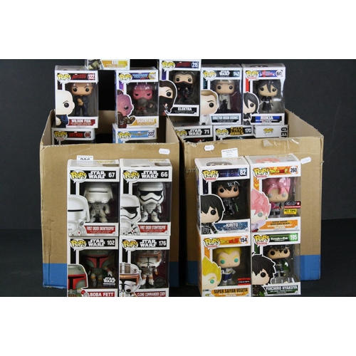296 - 47 Boxed Funko Pop figures to include 16 x Star Wars (167 Seventh Sister, 102 Boba Fett Smugglers bo... 