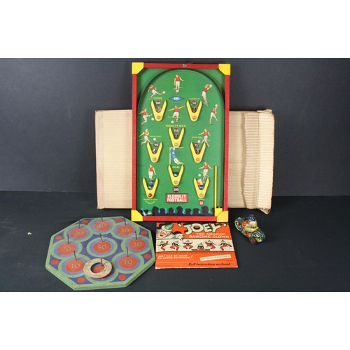 289 - Boxed Floodlit Football Bagatelle game, together with a mid 20th C Japanese tin plate clockwork moto... 