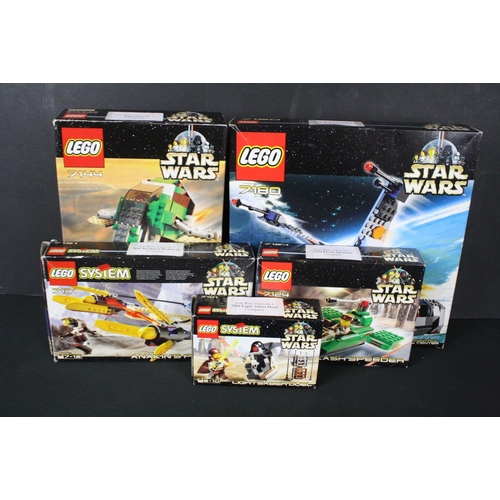307 - Lego - Seven Lego Star Wars sets to include 5 x boxed sets (7180 B-Wing at Rebel Control Center, 714... 