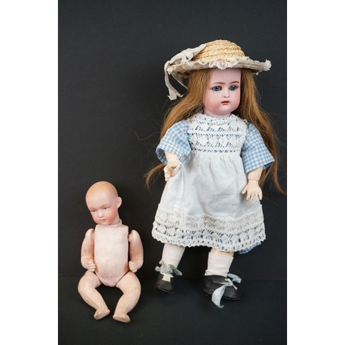 169 - Two early 20th C dolls to include Simon & Halbig bisque headed doll marked K R with star to back of ... 