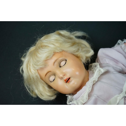 174 - Two celluloid dolls to include Kammer Reinhardt doll marked 406, sleeping blue glass eyes, teeth, gd... 