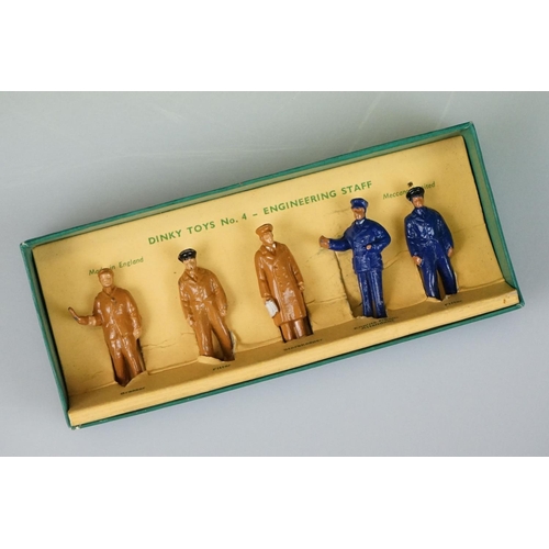 117 - Boxed Dinky Toys O gauge No 4 Engineering Staff metal figure set, complete, grubby box