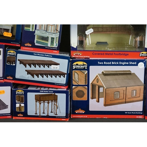 60 - Around 40 Bachmann Scenecraft OO gauge model railway trackside buildings and accessories to include ... 