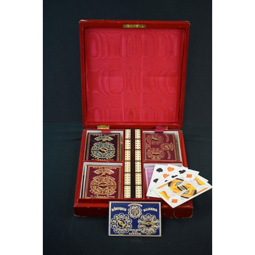 254 - Cased De La Rue & Co London Games Compendium, containing markers and cards, vg with marks and wear t... 