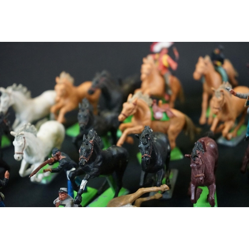 255 - Collection of Britains Deetail Wild West/ Civil War figures, many horses with riders, some showing w... 