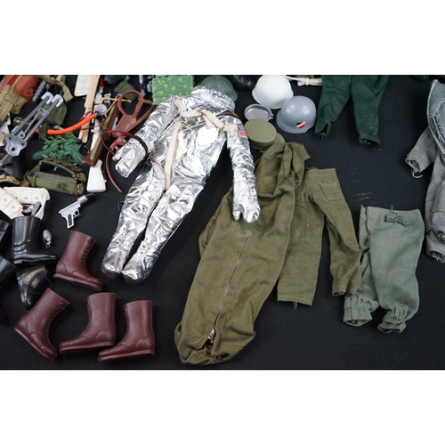 268 - Action Man - Quantity of original Palitoy accessories to include space outfit, uniforms, weapons, bo... 
