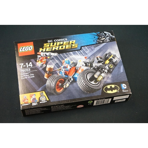 280 - Four boxed Lego sets to include sealed DC Comics Super Heroes 76053 Batman Gotham City Cycle Chase, ... 
