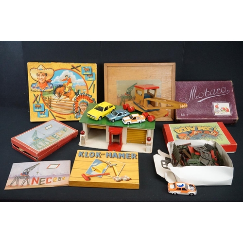 285 - Quantity of mid 20th C wooden and metal construction toys and bricks to include Dutch examples featu... 