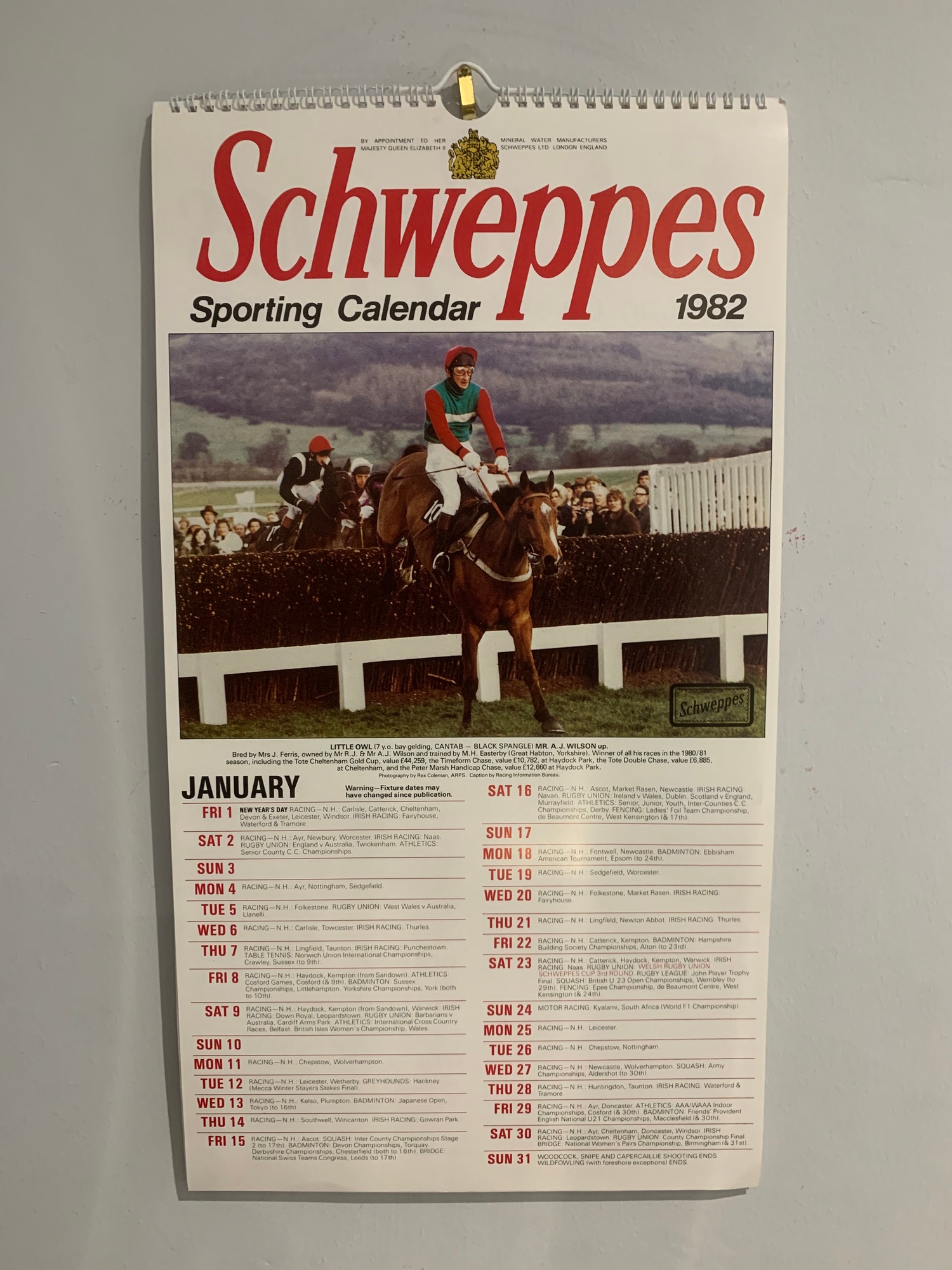 3 x Vintage Schweppes Horse Racing Calendars 1981, 1982, 1983 Unused