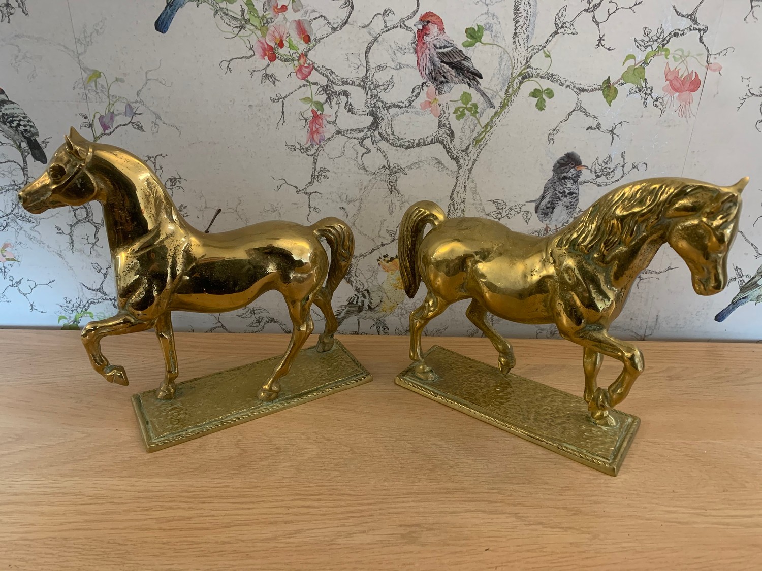 Pair Of Heavy Brass Horses