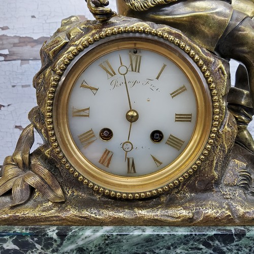 2 - Lot Withdrawn - A 19th Century French gilt bronze figural mantel clock, in the form of a seated arti... 