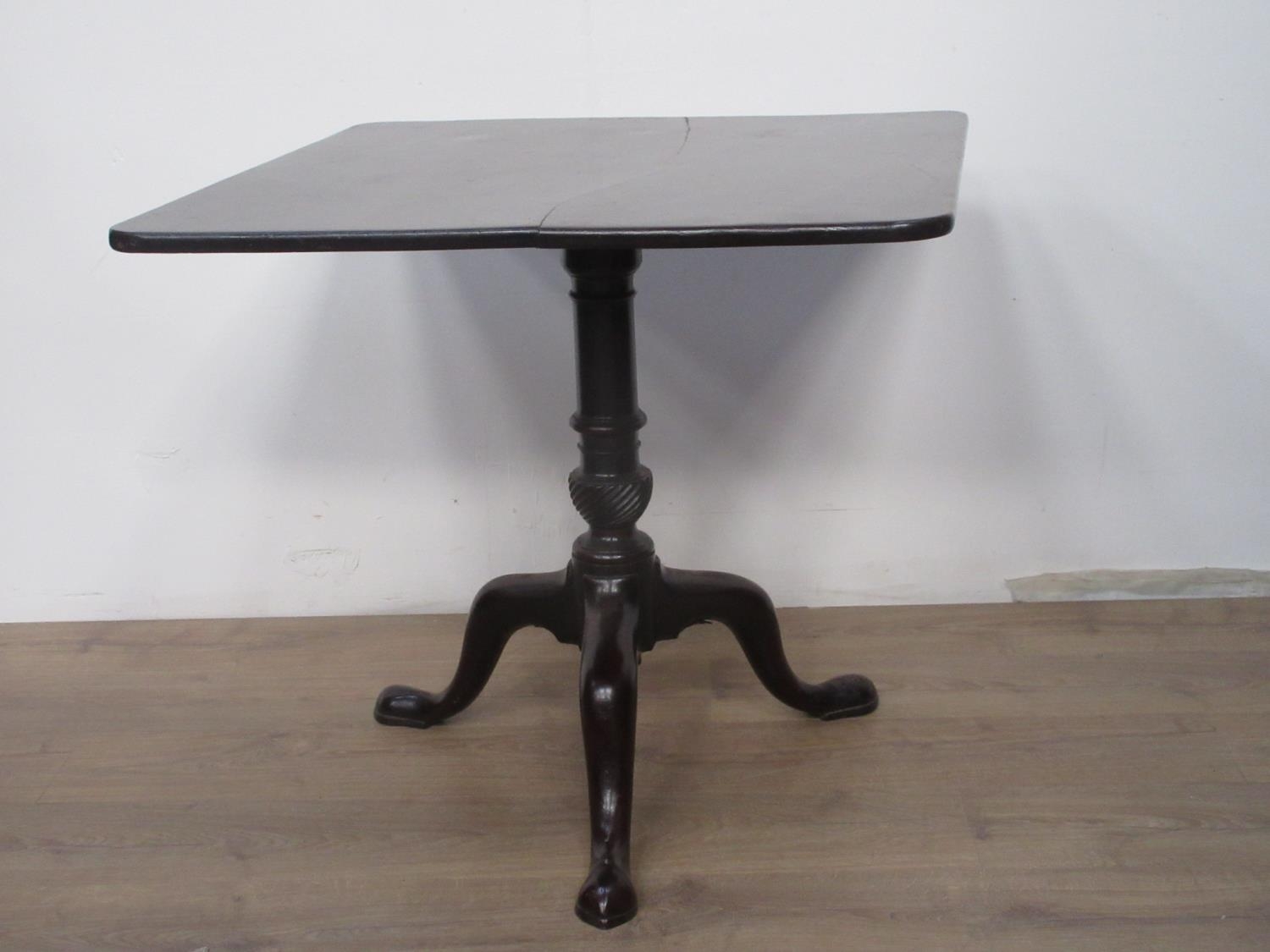 A mahogany Pillar Table with square top, turned column and