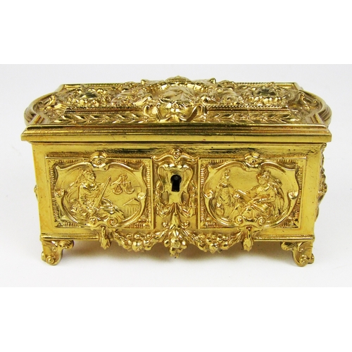 A Queen Victoria Diamond Jubilee gilt brass casket, decorated with ...