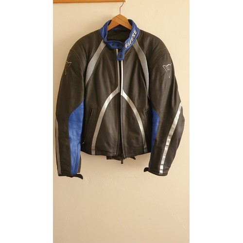 17 - A Dainese leather jacket, size 58 and a pair of Frank Thomas leather trousers, size 34.