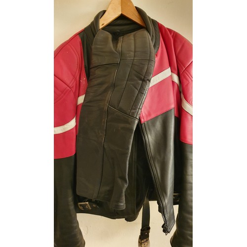 19 - An Ashman leather jacket, size 46 and a pair of matching trousers, size 36