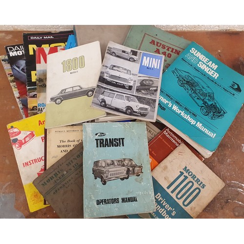 9 - A collection of motorcar manuals, including Ford Transit , Mini MkII and Austin 1800 MkII.