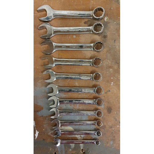 31 - A Snap On short set of AF 3/8 - 1 ring and open ended spanners.
