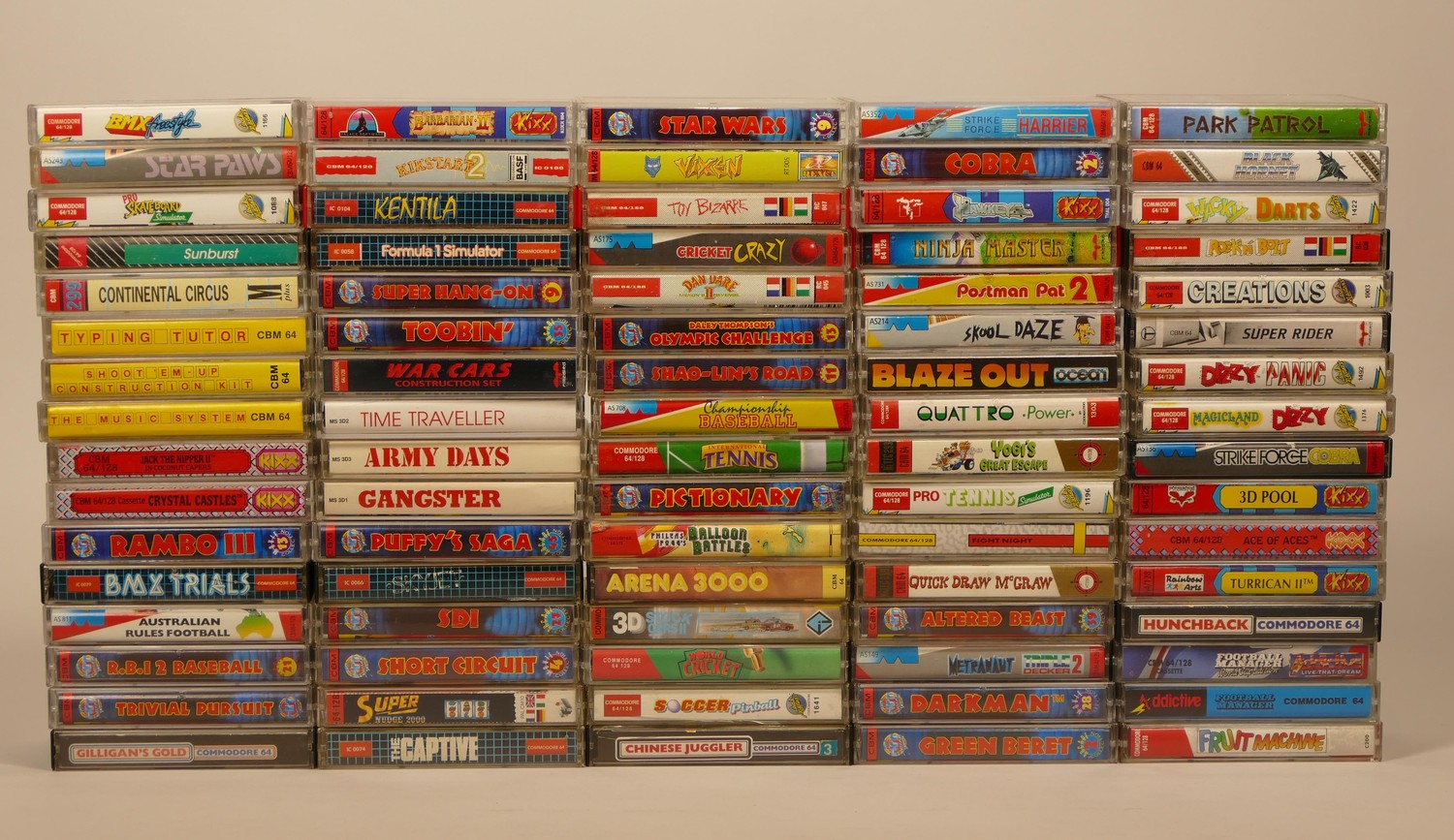 Collection of eighty Commodore 64 boxed cassette games with ...