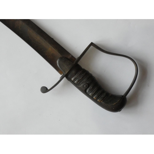 31 - George III 1796 pattern Calvary Officers' Sabre, with iron stirrup hilt with wire bound ribbed shagr... 