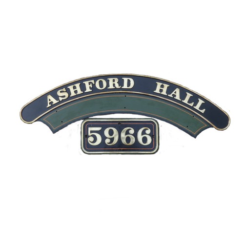 131 - Cab plate 5966, cast brass for Ashford Hall, brass ex GWR, built March 1937, first shed allocation W... 