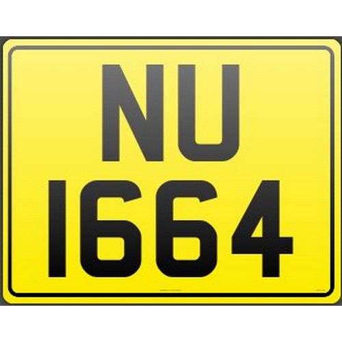 NU 1664, cherished number plate, on retention, buyer to pay the transfer fees. This plate was issued