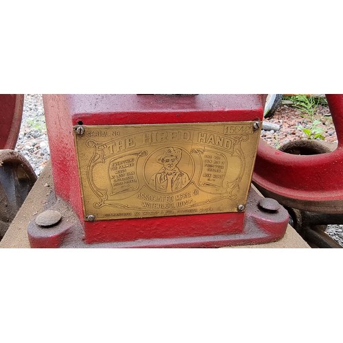 139 - A The Hired Hand stationary engine, by Assoc. Mfs. Lt. of Waterloo, Iowa stationary engine, number 1... 