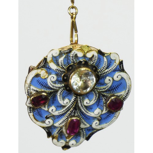 65 - Carlo & Arthur Giuliano, an unusual gold, enamel, garnet and paste brooch, c.1895-1914, the typical ... 