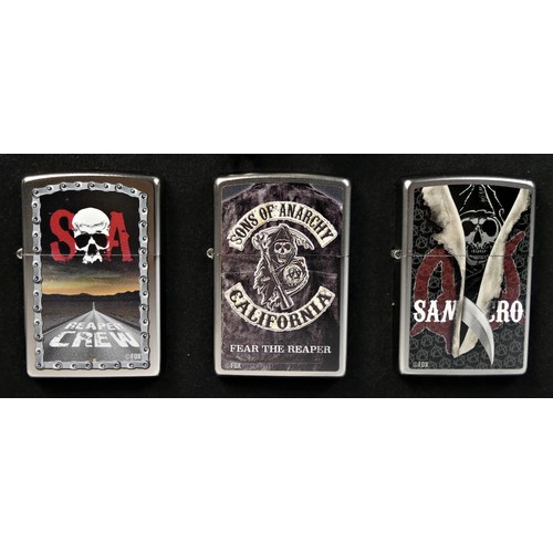 80 - A Zippo Lighter Set, consisting of nine limited edition Zippo lighter depicting the TV show Sons of ... 