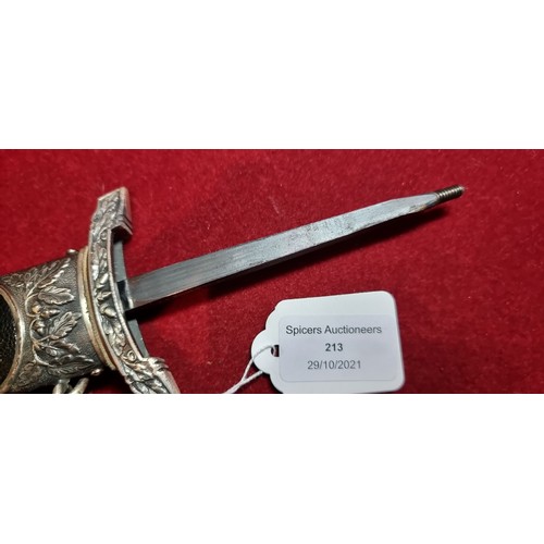 213 - A German Third Reich style SS Honour dagger, inscribed to blade and marked RZM M7/36, 22 cm, scabbar... 
