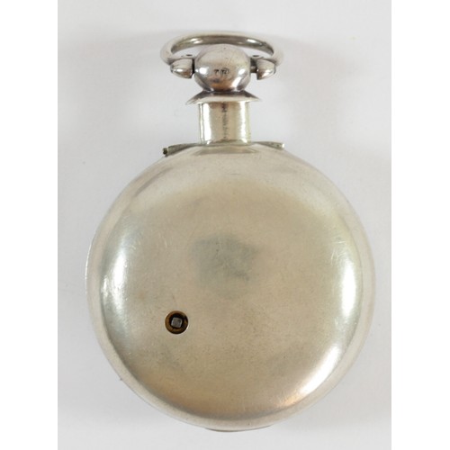 99 - A Victorian silver pair cased pocket watch, Birmingham 1841, white enamel dial with Roman numerals, ... 