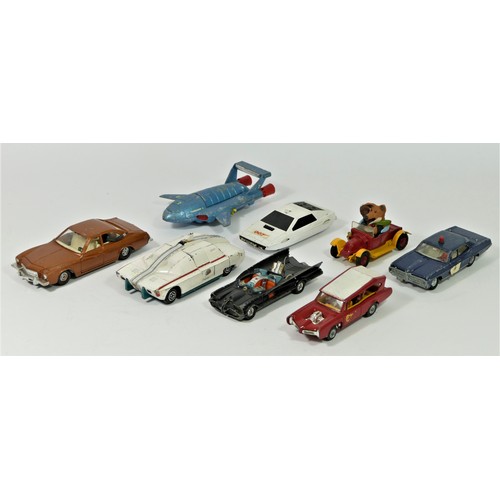 215 - Eight die-cast vehicles from film and television, to include a Dinky Thunderbirds T2 (including Thun... 