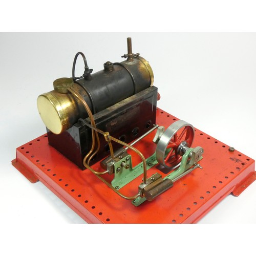 224 - A Mamod Static Steam Engine, twin cylinder superheated steam engine, S.E.3., with brass chimney pipe... 