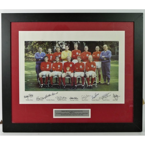 289 - A 1966 World Cup team photograph, signed by nine players, Hurst, Cohen, Jack Charlton, Wilson, Peter... 