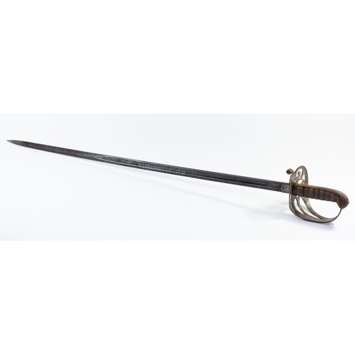 358 - A Victorian Rifle Volunteers Officer's Sword, the 32 3/4 inch, single edged blade with etched foliag... 
