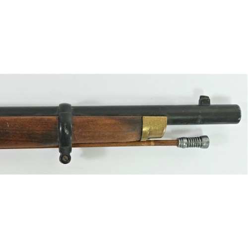 387 - A reproduction woold and metal pin fire rifle by the London Armory Co, 140cm.