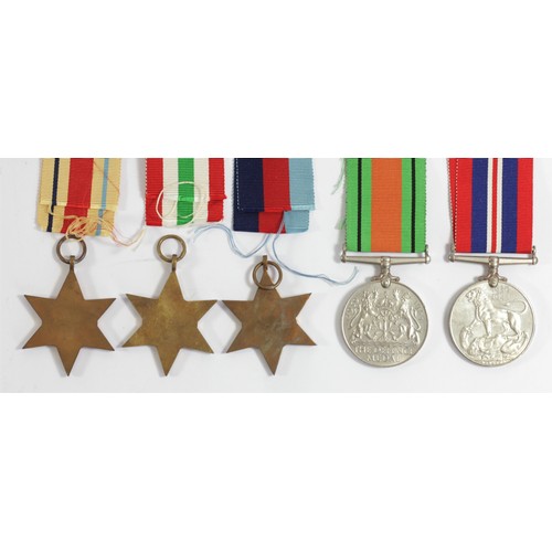 410 - WWII group of five, boxed, J. Brooks, 16 Eldon Park, London, 1939-1945 War, Defence, Africa Star, It... 