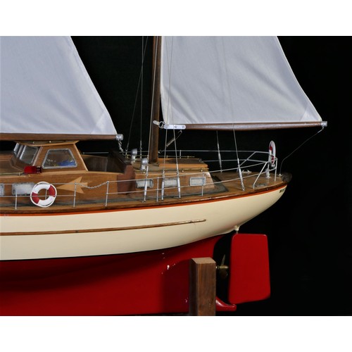 101 - Master Aitch, a well detailed radio controlled ketch pond yacht, with fibreglass hull and timber dec... 