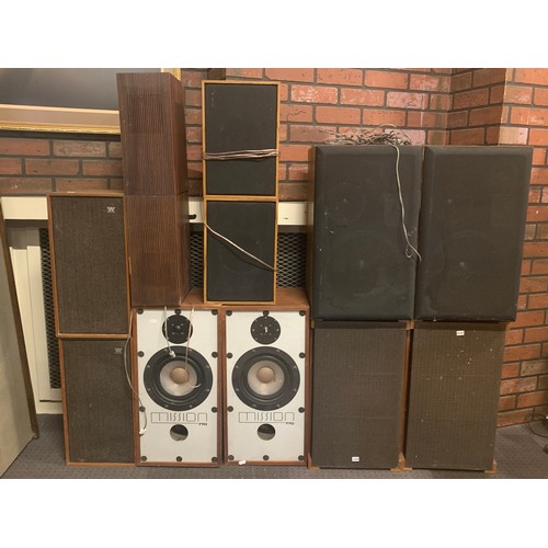 47 - Six pairs of speakers, including Mission 770, Sony (model: SS-5300A), Wharfdale Linton and others.