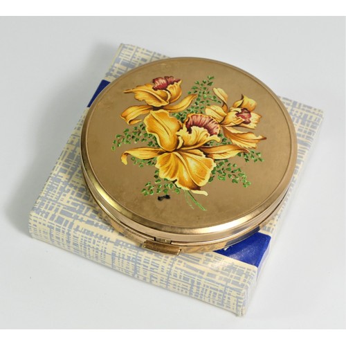 56 - A collection of accessories, enamel, china, onyx and metal pill boxes, a Stratton gold coloured boxe... 