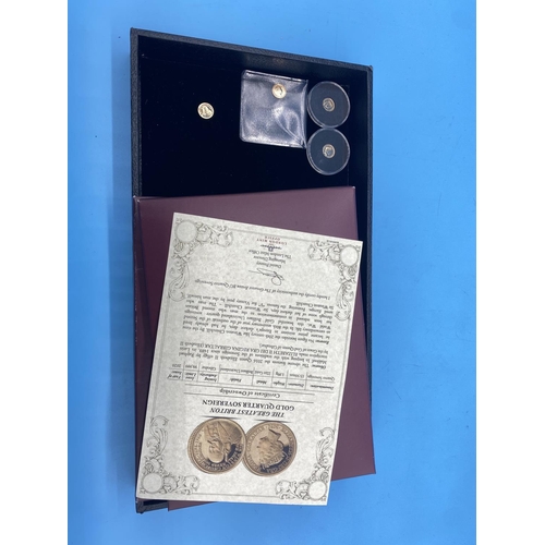166 - A 2020 Gibraltar Winston Churchill Royal Mint gold quarter sovereign ( one of five) together with th... 