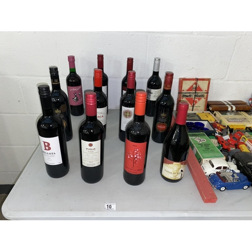 10 - 12 bottles of red wine including Cabernet Sauvignon, Merlot etc.