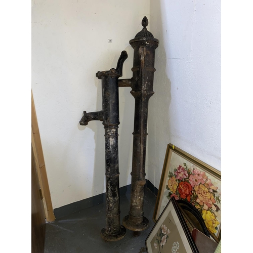 130 - Two Victorian cast iron water pumps- one marked Alexander  & Duncan Kington and one marked Coalbrook... 