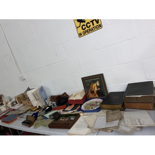 7 - Mixed miscellaneous vintage items including stamps, coins, binoculars etc.