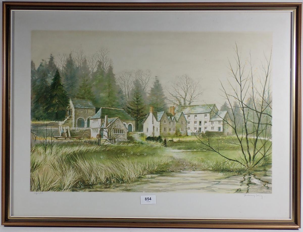 Mint Framed Lithograph - Artist Signed - House good by Stream - Jeremy King 83/375