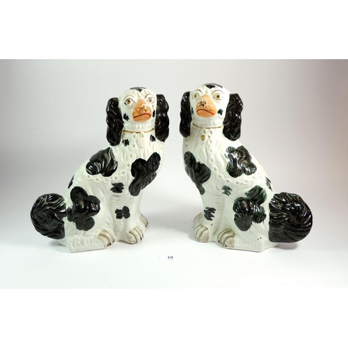 19 - A pair of Victorian Staffordshire dogs, 30cm