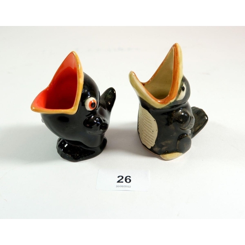 26 - A Goebel babybird match holder with striker to tail and another bird form match holder